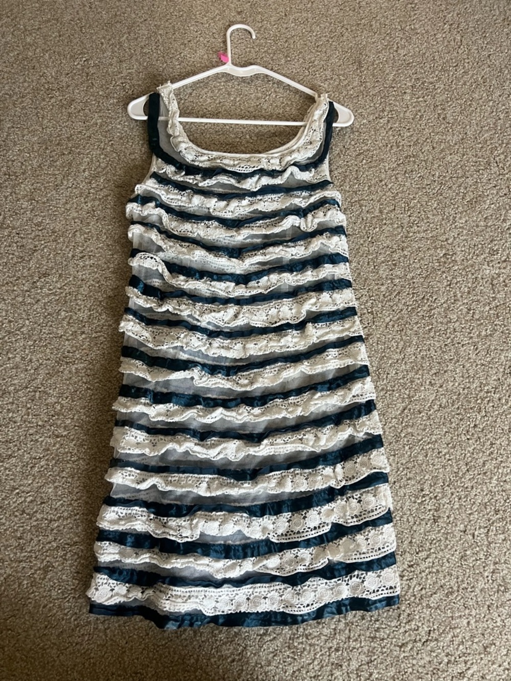 Sharpay from HSM Marc Jacobs Navy and White Lace Stripe Sleeveless Dress